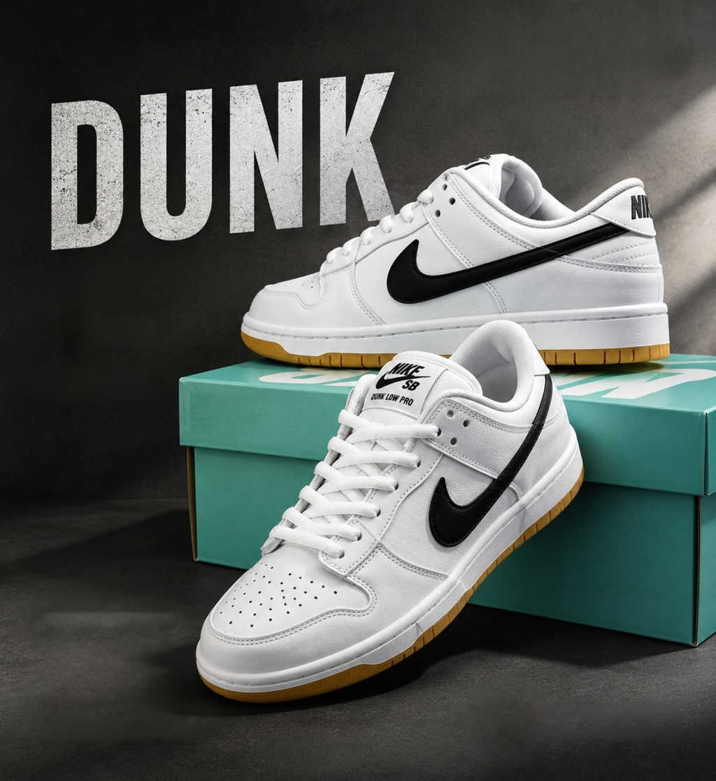 SB Dunk Low White Black